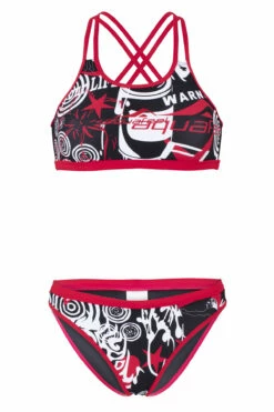 Aquafeel Damen Bikini Crossback Schwarz-rot