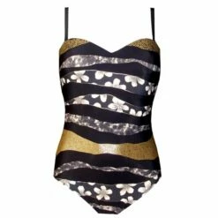 BECO Badeanzug Mit Softschalen Schwarz Gemustert