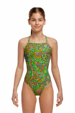 Funkita Mädchen Badeanzug Minty Mixer Strapped In -ALL4SWIM Verkäufe Funkita Mdchen Badeanzug Rain Down Strapped In 848 02