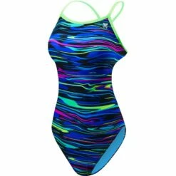 TYR Damen Badeanzug FRESNO Blue-multi Crosscutfit Tieback